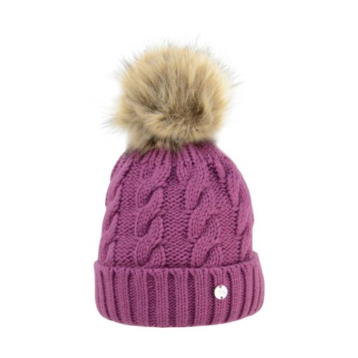 Hy Fashion Melrose Cable Knit Bobble Hat Ladies - Image